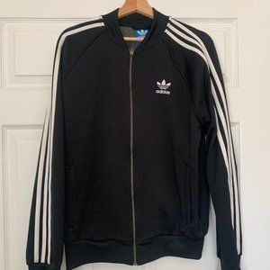 Adidas Tracksuit Jacket, Black, Mens Medium
